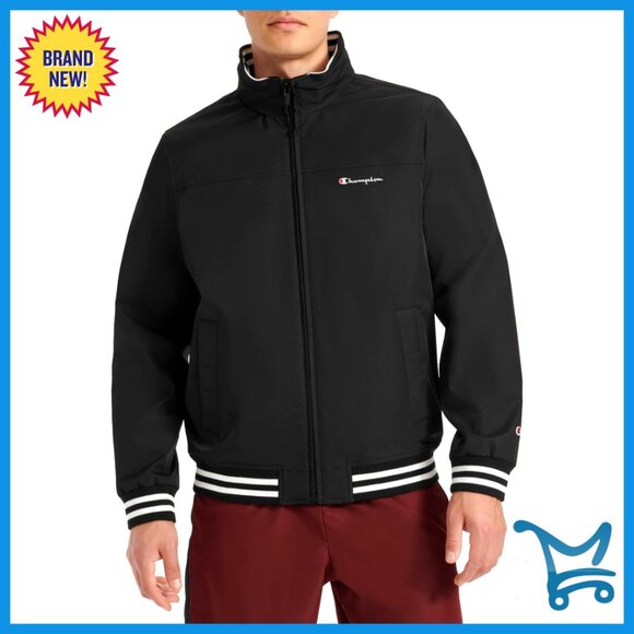 Men's Water Resistant Varsity Bomber Jacket Flex Stand Collar Lightweight